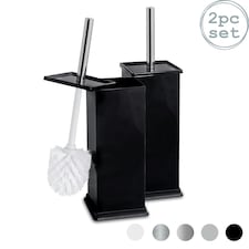 Harbour Housewares Square Toilet Brushes - Black - Pack of 2 Black