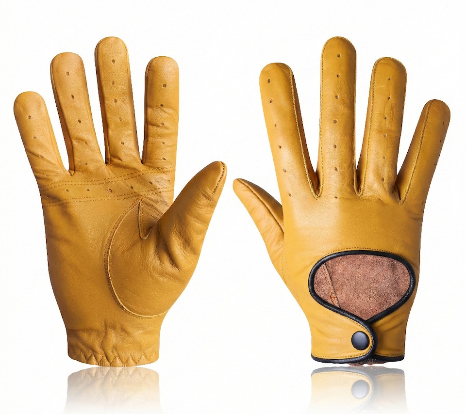 image 1 of Car Driving Leather Gloves Premium Nappa Leather Bus Working | Cream
