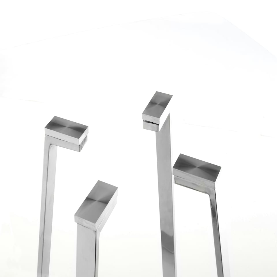 image 1 of Interiors By Premier Modern Glass Square Dining Table, Sturdy Dining Table For Entertaining Guests, Minimalist Open Base Table Silver