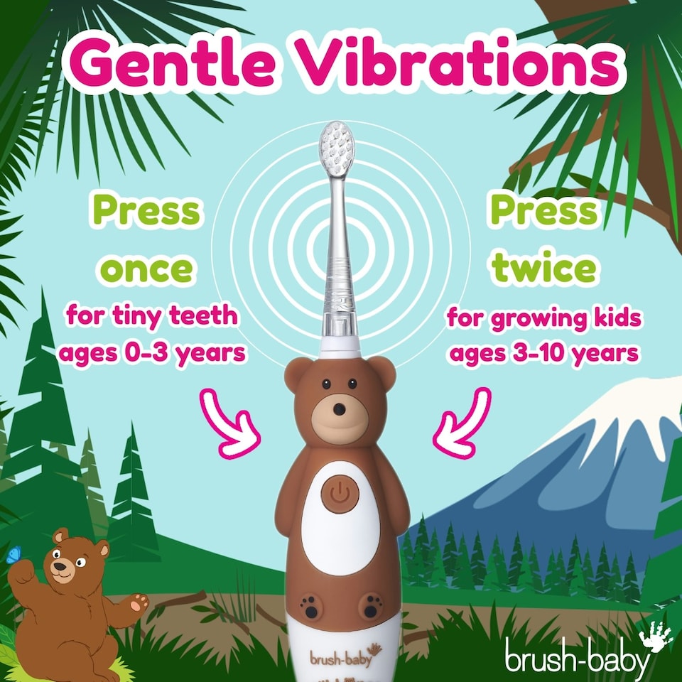 image 1 of Brush Baby WildOnes™ Bear Kids Electric Rechargeable Toothbrush