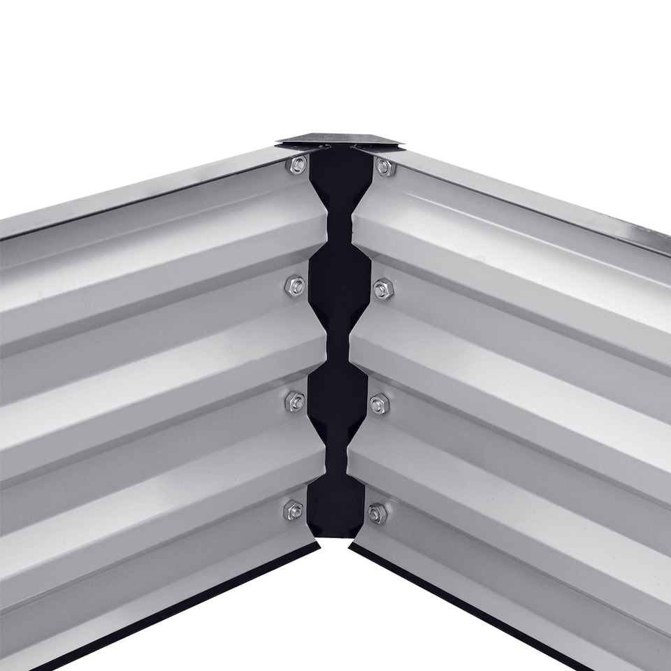image 1 of Living and Home L-Shaped Galvanized Steel Raised Garden Bed, Black | Black | L207 x W277 x H30 (cm)