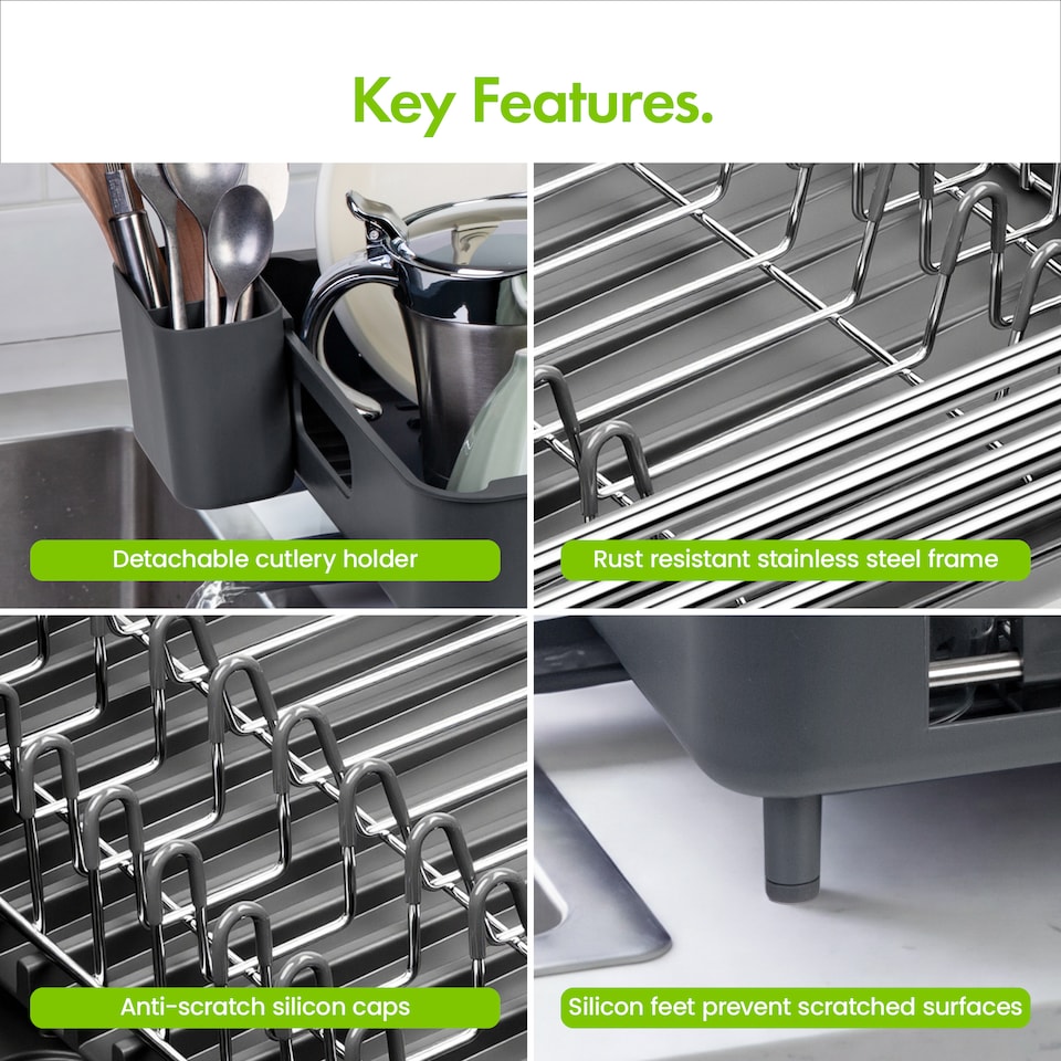 image 1 of Vonshef Dish Drainer Rack, Extendable Kitchen Draining Board