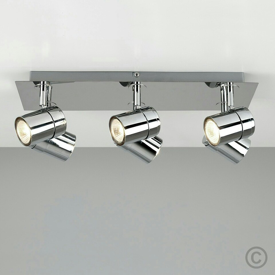 image 1 of ValueLights Modern Rectangular 6 Way Adjustable Ceiling Spotlight In Silver Chrome Finish