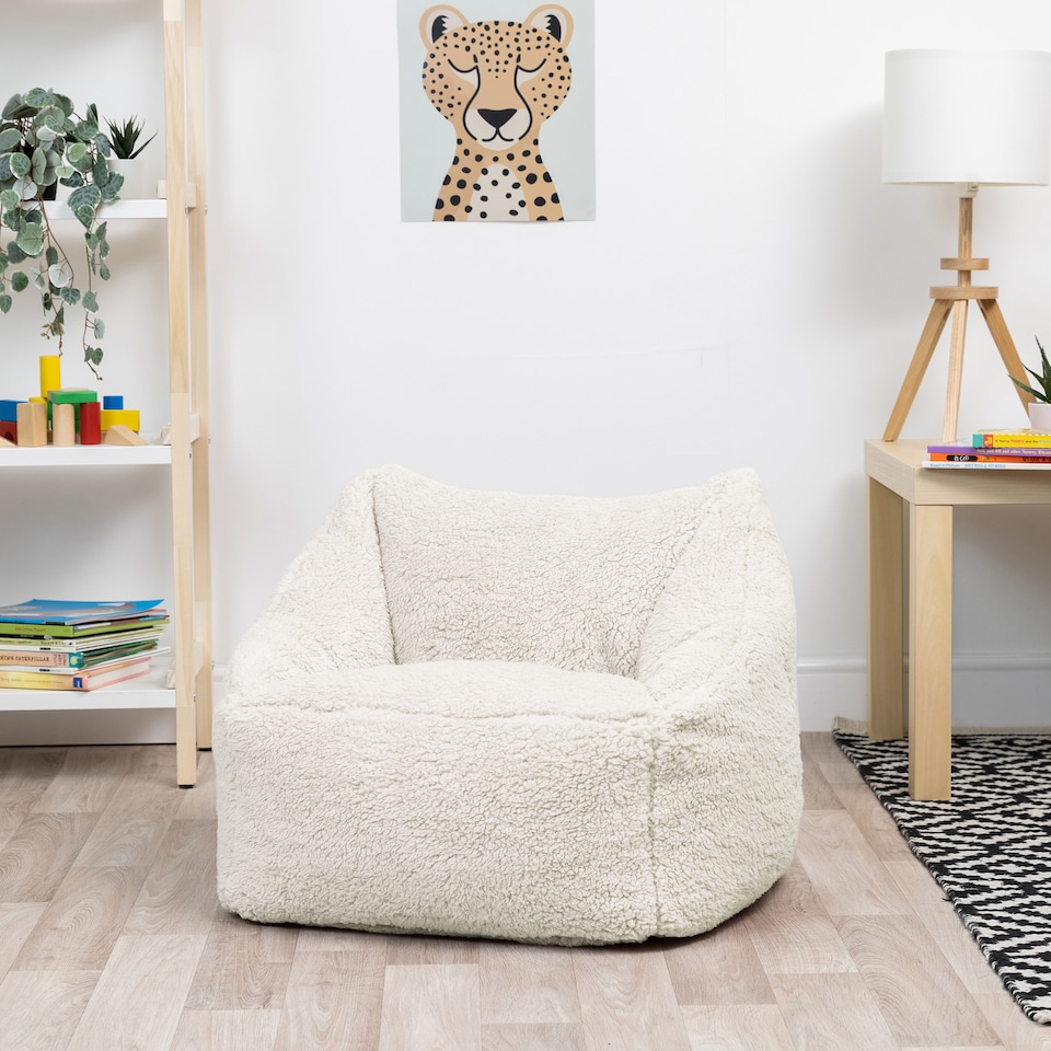 image 1 of Kids Teddy Bear Armchair Bean Bag Natural Childrens Bean Bags | Cream | Natural | M | 1