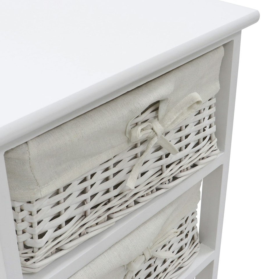 image 1 of JVL Wimborne 3 Drawer Willow Storage Unit - White White