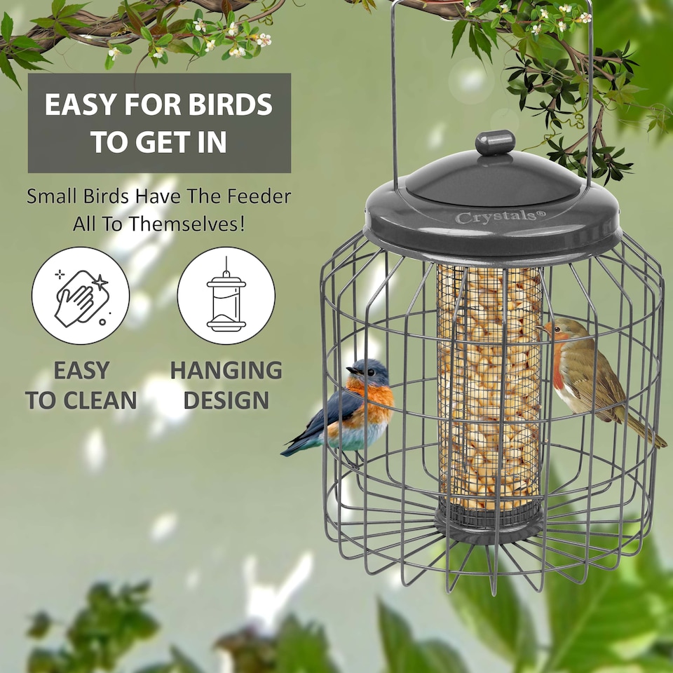 image 1 of Squirrel Proof Hanging Bird Nut Peanut Feeder Heavy Duty Garden Wild Birds