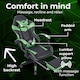 image 4 of Neo Gaming Chair Green & Black Leather with Footrest