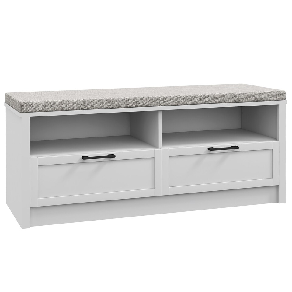 image 1 of HOMCOM Shoe Bench with Removable Cushion, Open Compartments and Drawers