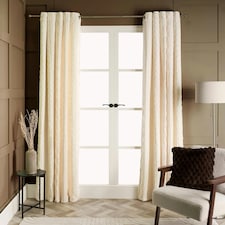 OHS Cable Knit Fleece Thermal Insulated Ring Top Panel Pair Eyelet Curtains, 66x90" | Cream