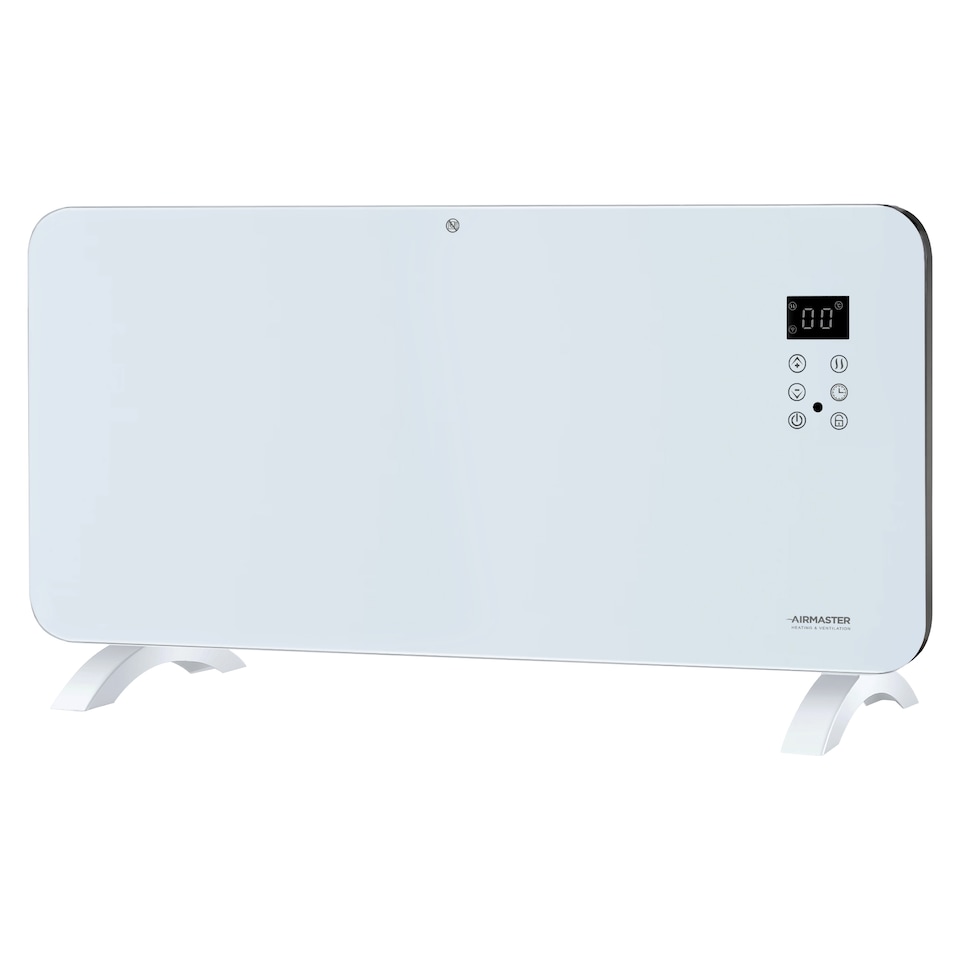 Airmaster Smart panel heater with Wifi, App or Digital Control 2000W White Glass