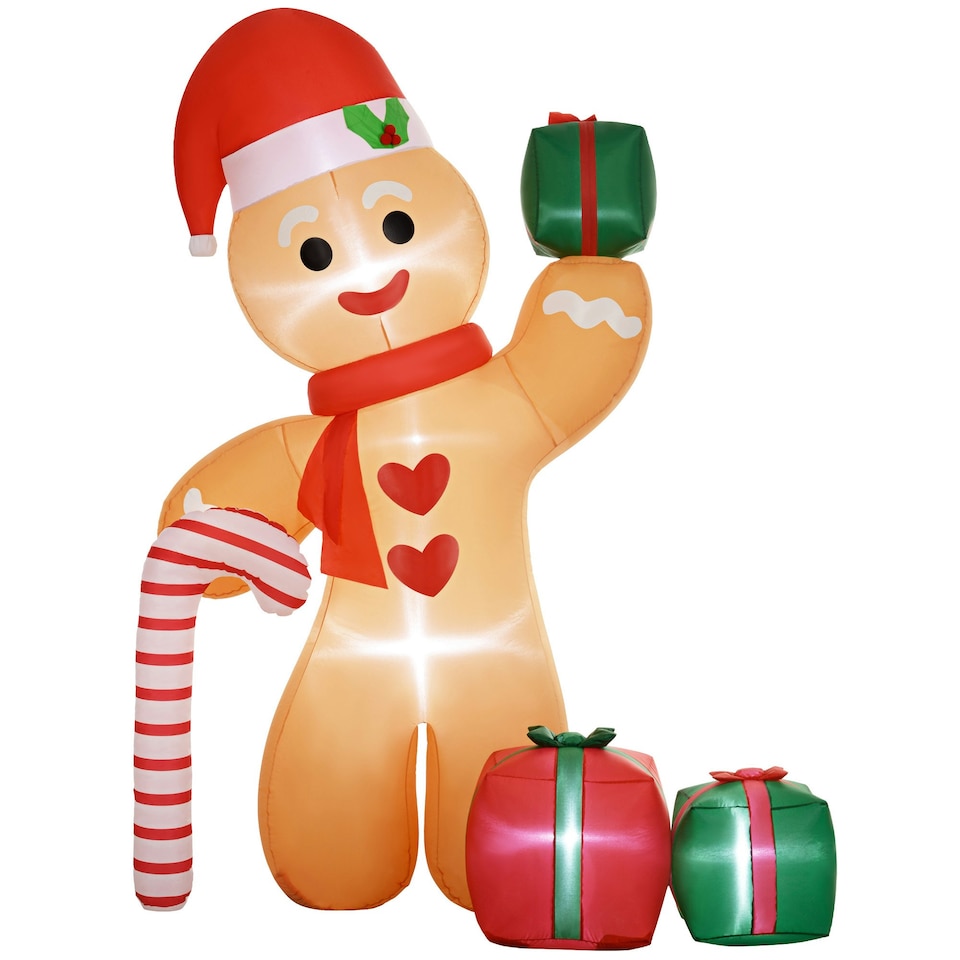 image 1 of Outsunny 8FT Christmas Blow Up Gingerbread Man with Candy Cane for Party
