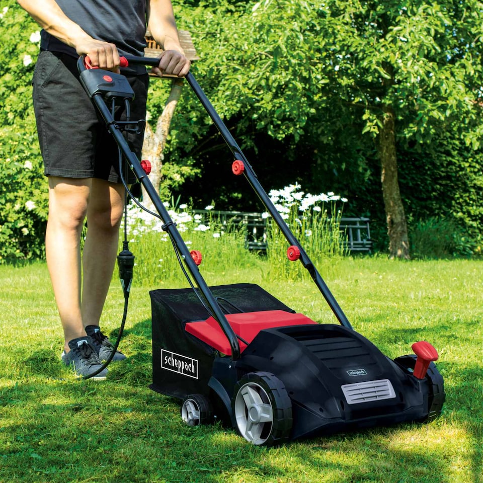image 1 of Scheppach SC32 Electric Scarifier & Aerator, 1500W, 32cm Width, 30L Collection Box