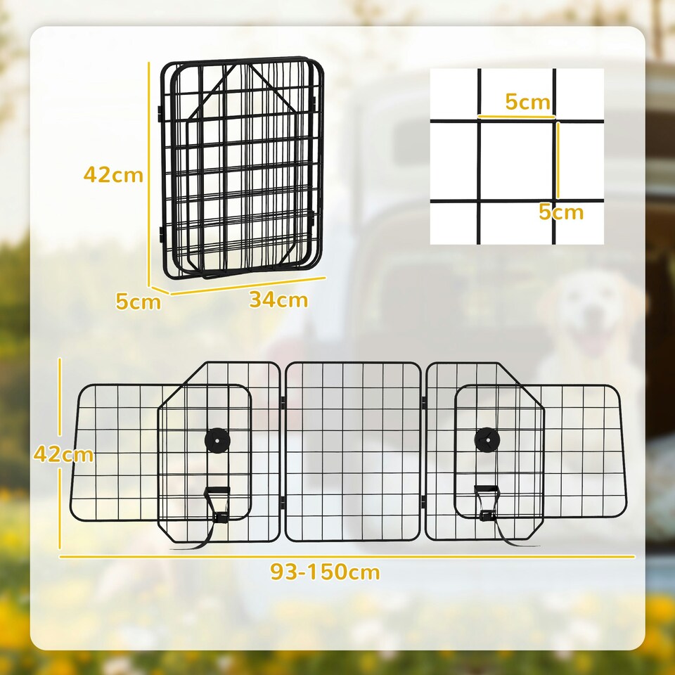 image 1 of PawHut Dog Guard for SUVs, Vehicles, Vans, Car Barrier with Adjustable Width