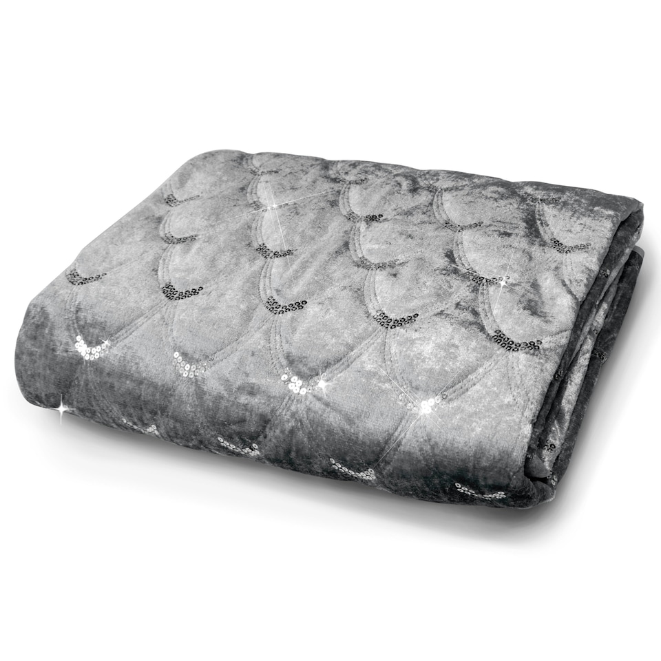 image 1 of Intimates Crushed Velvet Sequins Throw - 95cm x 200cm Cream | Natural
