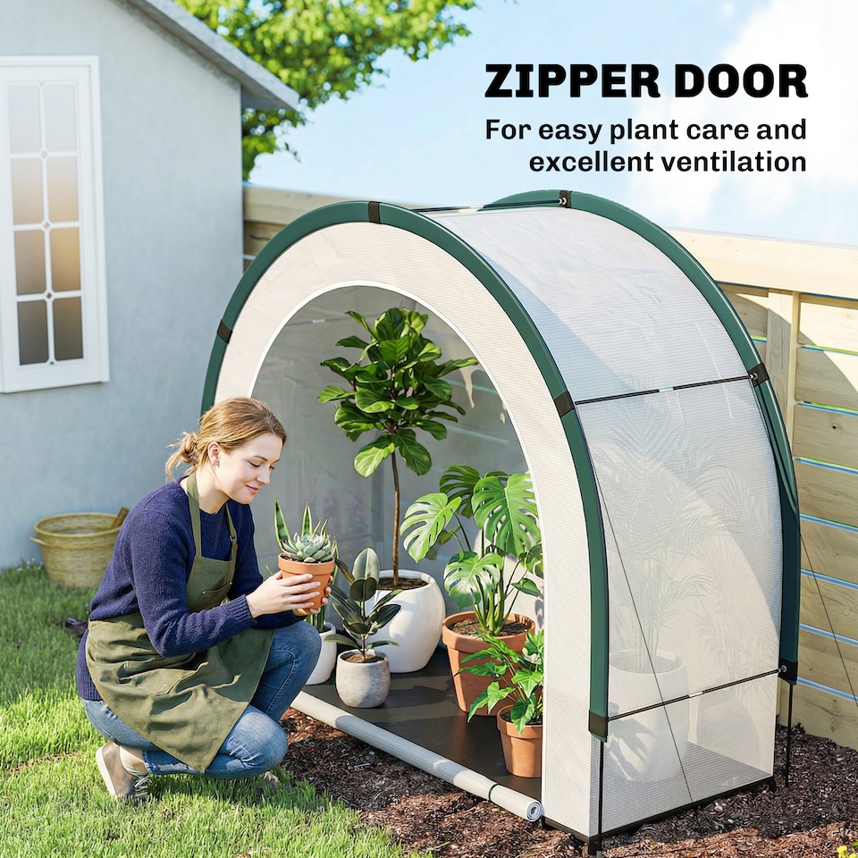 image 1 of Outsunny Foldable Small Greenhouse, Mini Greenhouse with PE Base, Green | Green | Green