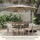 image 3 of COSTWAY 303 cm Patio Parasol Solar LED Cantilever Offset Umbrella Cream