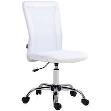 Vinsetto Office Chair, Armless Desk Chair, Adjustable Computer Swivel Chair with Rolling Wheels and Mesh Back for Home Work Study, White
