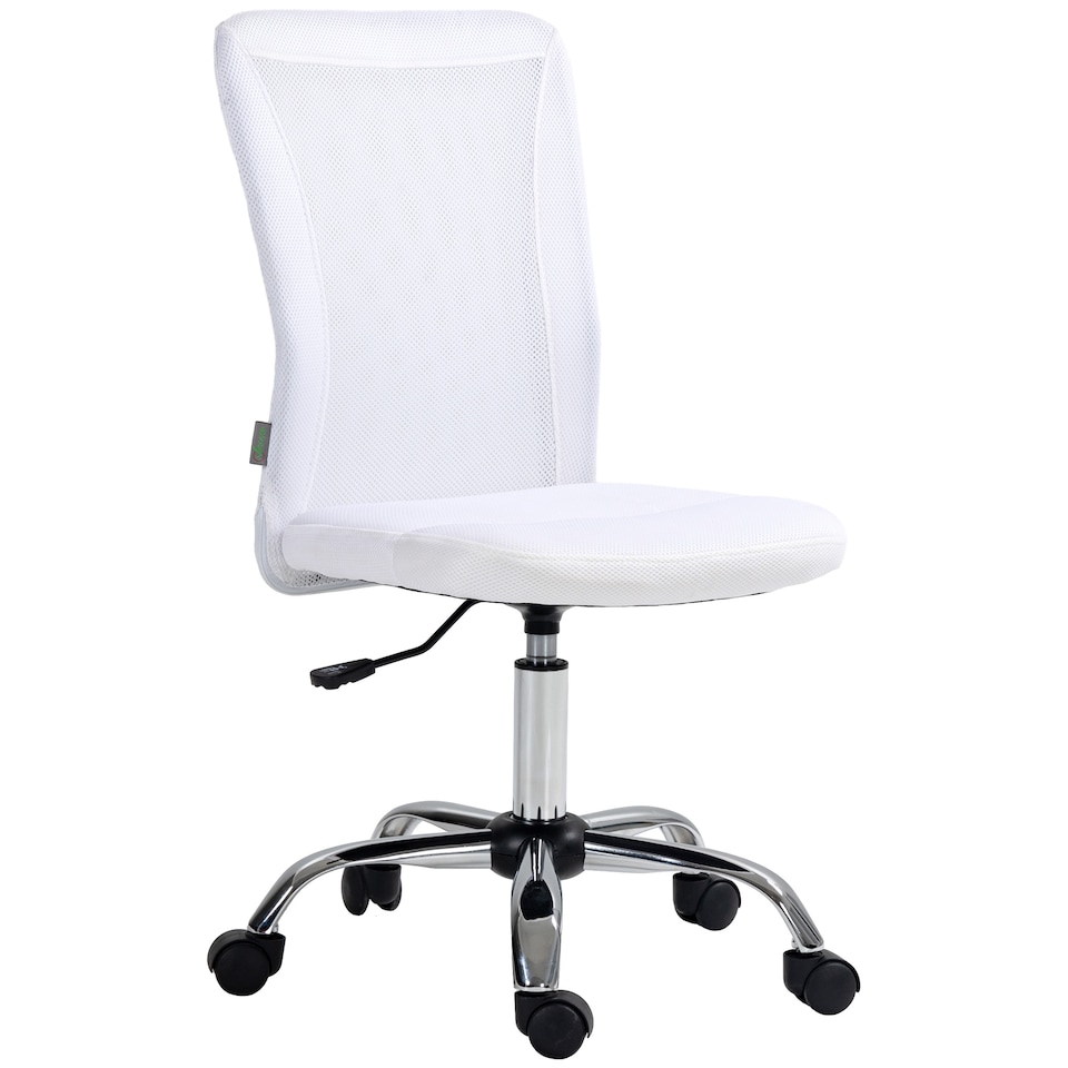 image 1 of Vinsetto Office Chair, Armless Desk Chair, Adjustable Computer Swivel Chair with Rolling Wheels and Mesh Back for Home Work Study, White
