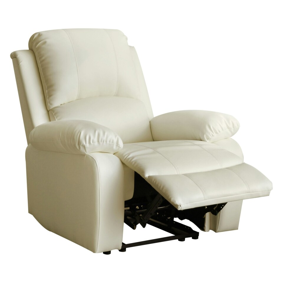 image 1 of Faux Leather Reclining Arm Chair In Ivory