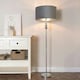 image 1 of ValueLights Marissa Chrome Stacked Ball Floor Lamp with Grey Velvet with Chrome Inner Lamp Shade