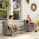 image 2 of Outsunny 2 Pieces Rattan Garden Chairs, Cushioned Rattan Chairs Grey | Light Grey