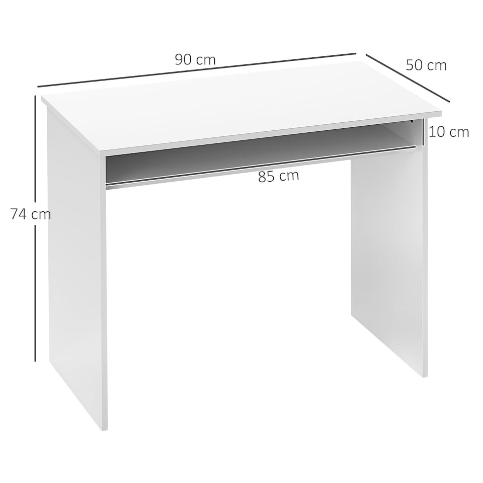 image 1 of HOMCOM Computer Desk Writing Table Study Workstation Storage High Gloss White