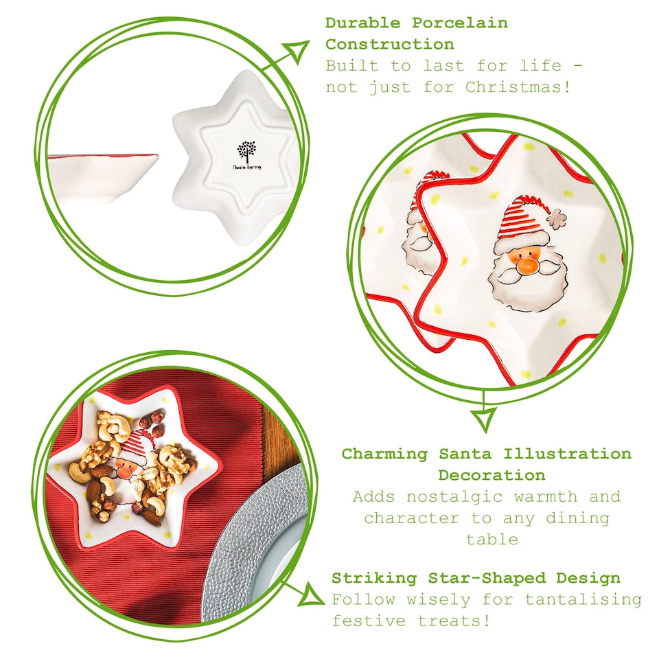 image 1 of Nicola Spring Father Christmas Star Serving Plates - 18cm - White | White | White