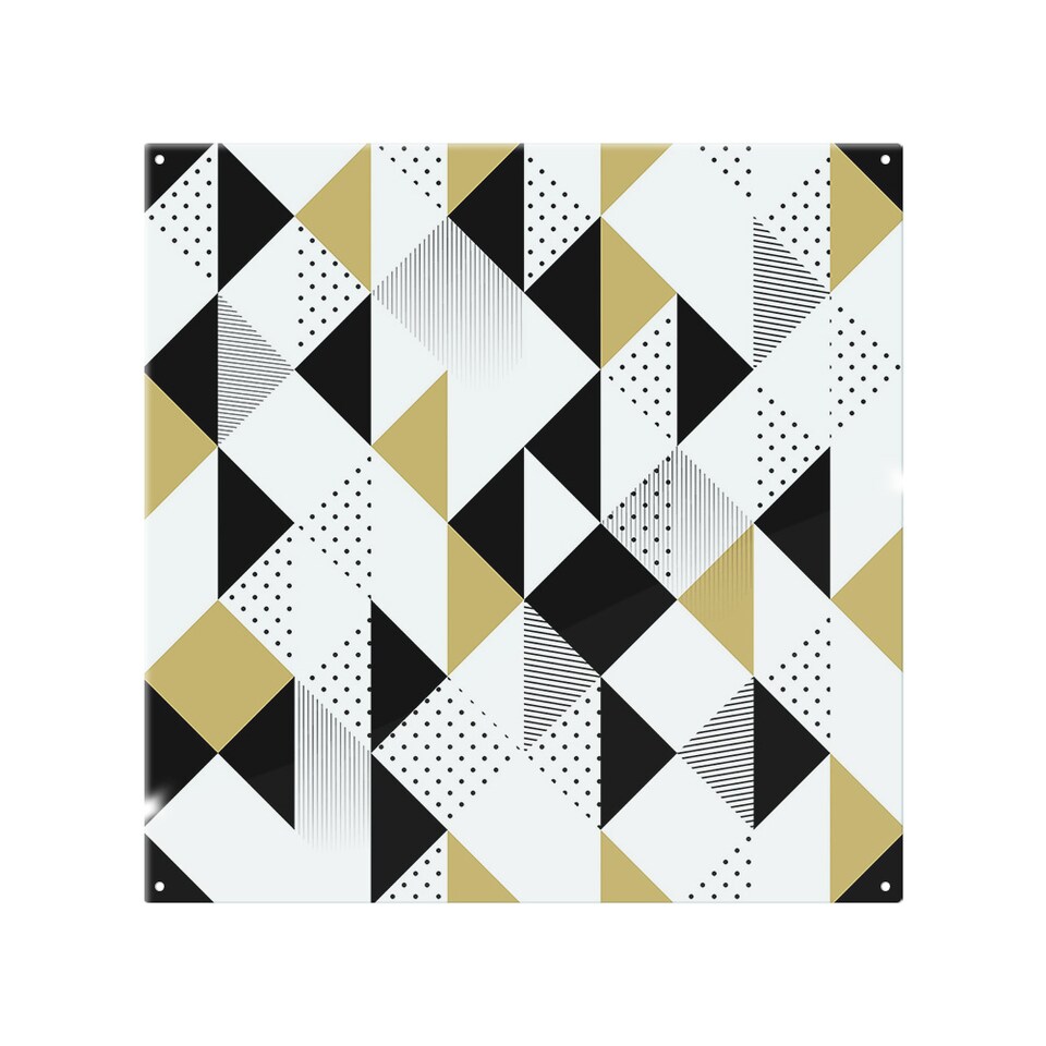 image 1 of Gold & Black Geometric Triangles Splash Back | White