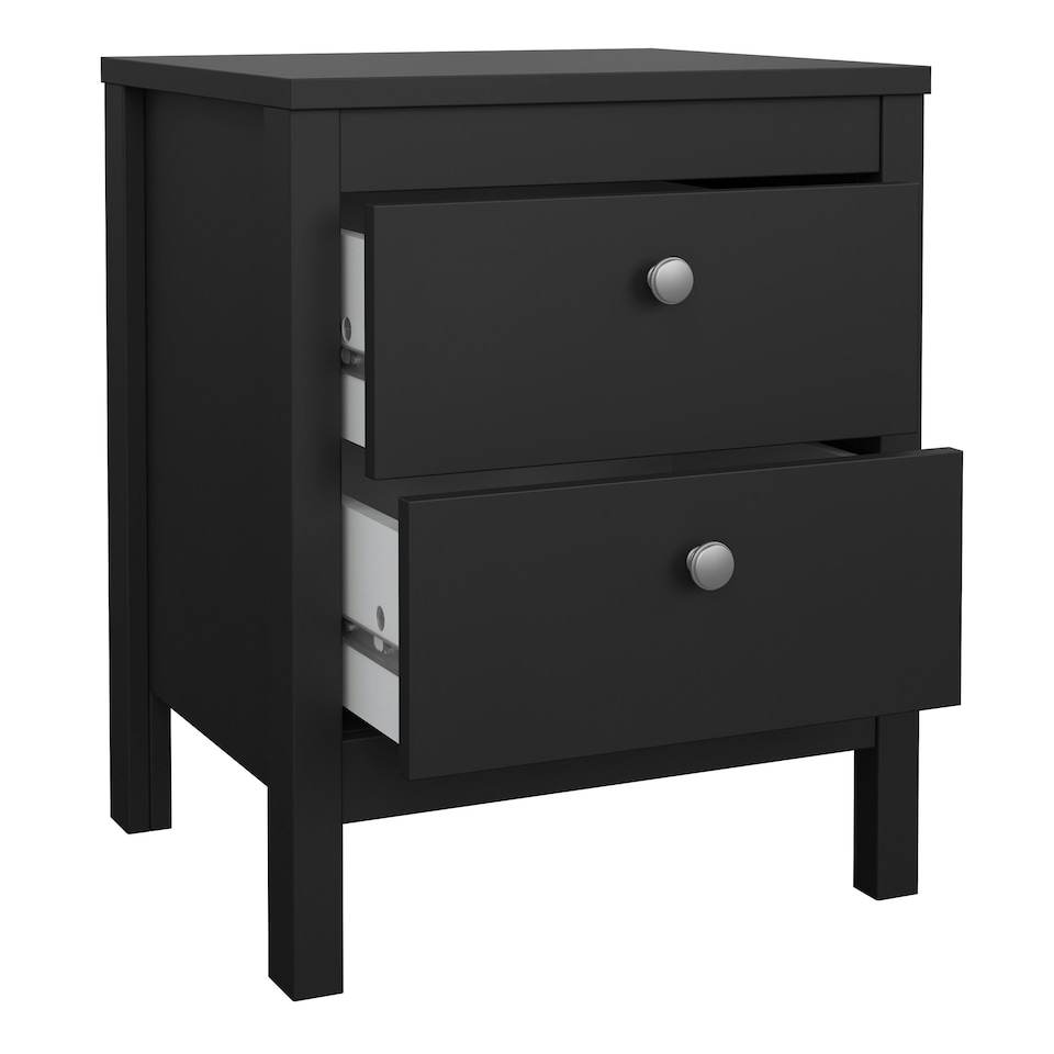 image 1 of Madrid 3 Piece Bundle, Bedside, Chest and 3 Door Wardrobe in Matt Black