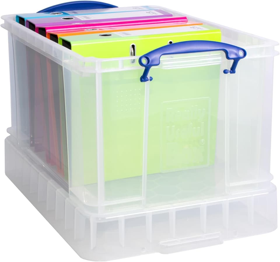 image 1 of Really Useful Plastic Storage Box 48 Litre XL CLEAR Pack of 2