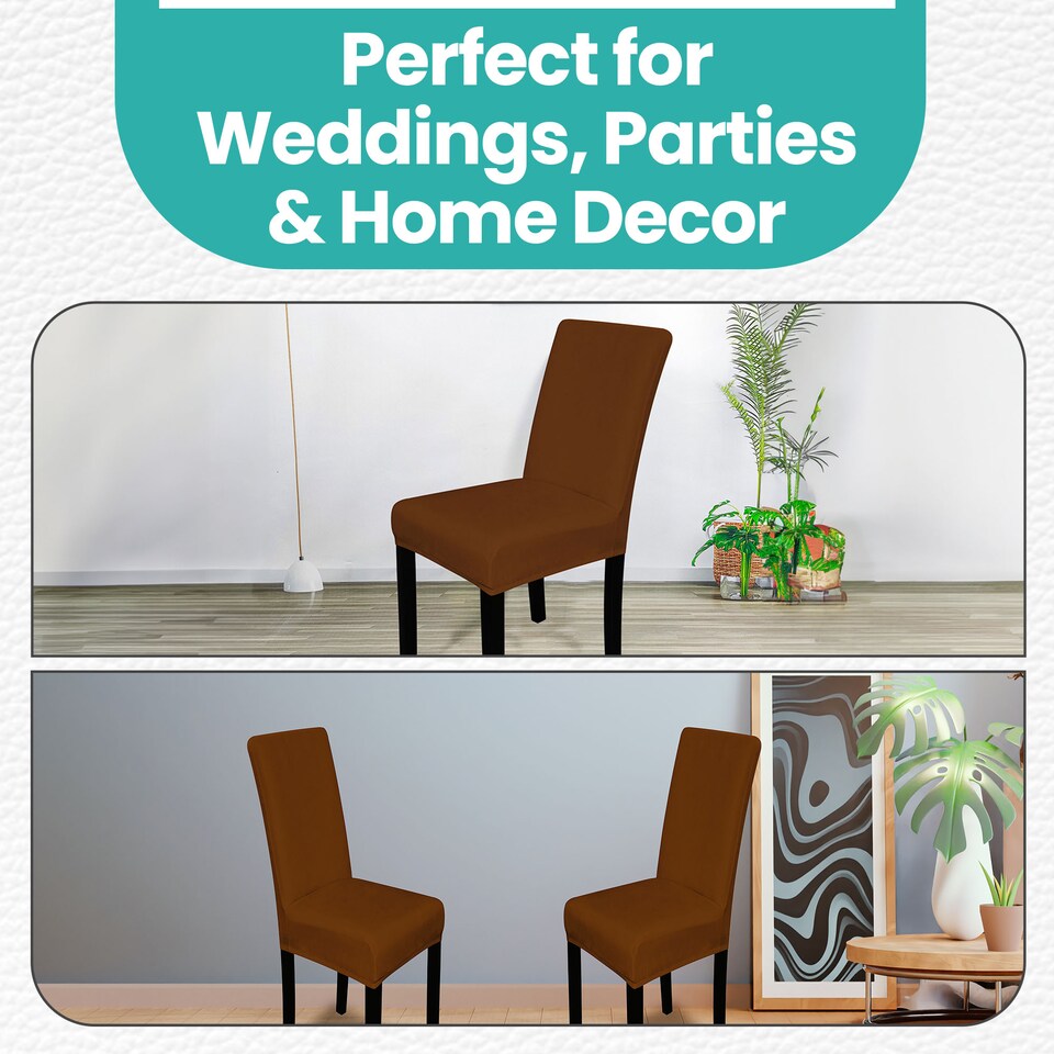 image 1 of Velvet Dining Chair Covers, Spandex High-Back Chair Slipcovers - 220GSM