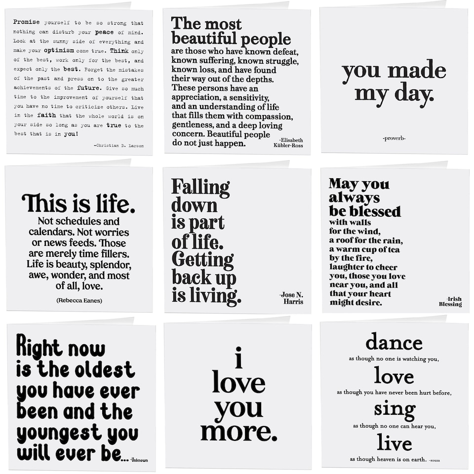 image 1 of Quotable Uplifting Quotes Greetings Cards 9 Multipack Assorted