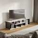image 4 of Shelby Abstract Large Double Coffee Table With Storage Shelves TV Stand 160cm | Multi | White/black
