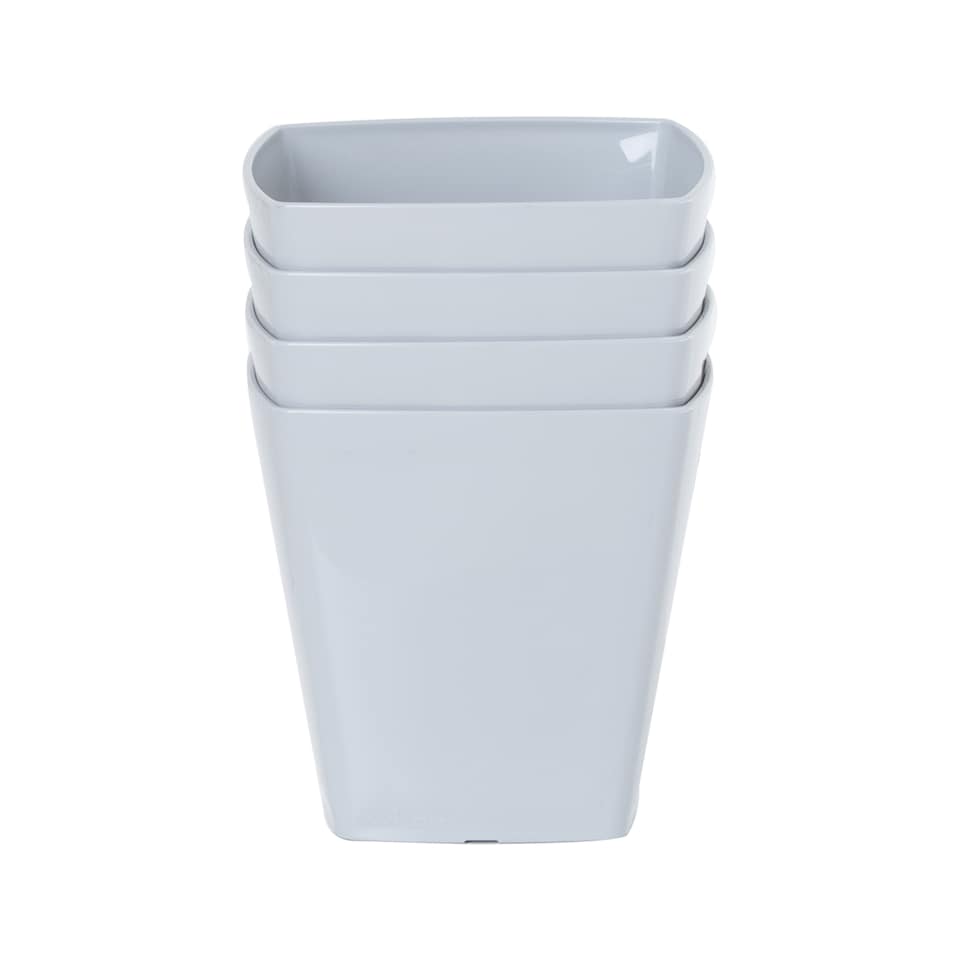 image 1 of Wham studio 4x 14cm Square Plastic Planter | Grey | Cool Grey