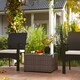 image 2 of Outsunny Outdoor Coffee Table with Glass Top, Rattan Side Table 