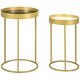 image 1 of HOMCOM Nesting Coffee Tables Set of 2 Modern Gold End Tables Gold