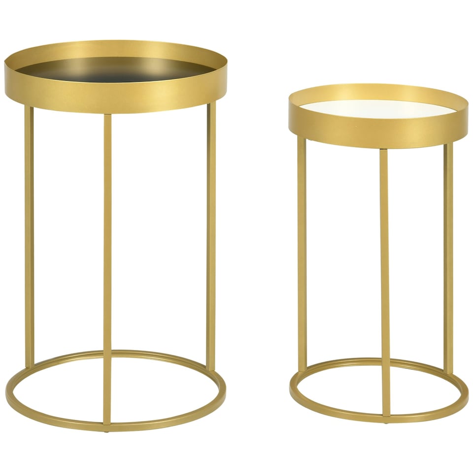 image 1 of HOMCOM Nesting Coffee Tables Set of 2 Modern Gold End Tables Gold