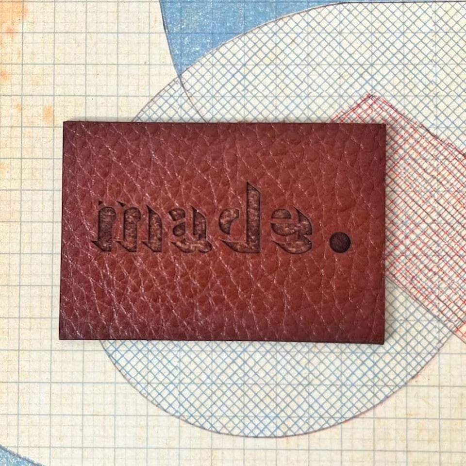 Two Stitches Walnut Made Leather Labels for Dressmaking - each