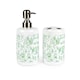 image 1 of Green Roses Bathroom Set - Refillable Ceramic Soap Dispenser & Toothbrush Holder