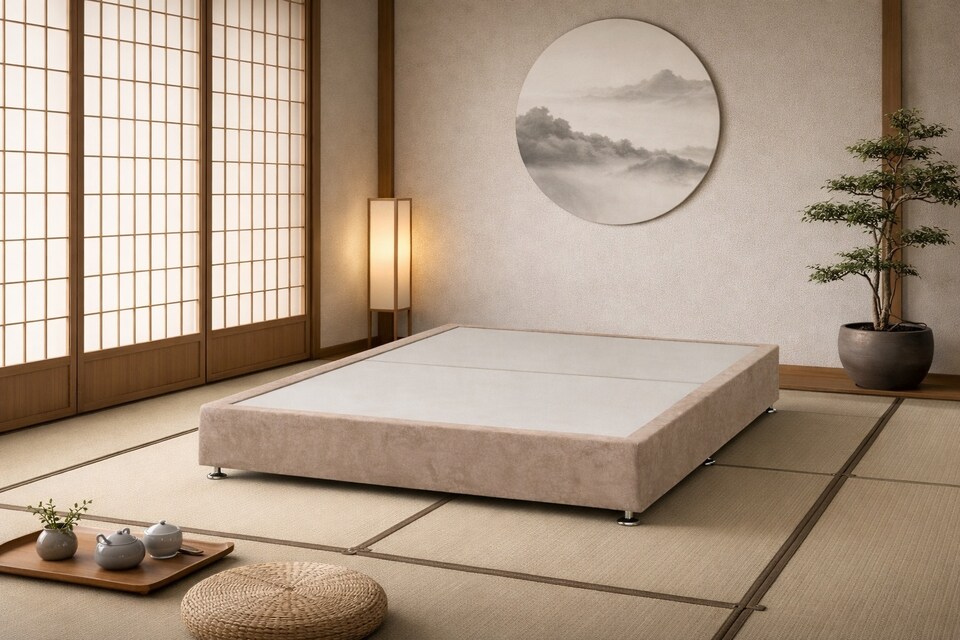 image 1 of Japanese Style Low Divan Base 5FT Kingsize Coffee Plush Velvet