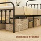 image 5 of HOMCOM 3ft Metal Single Platform Bed Frame w/ Underbed Storage Headboard Black