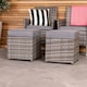 image 3 of Charles Bentley Garden Outdoor Pair of Rattan Footstools Grey
