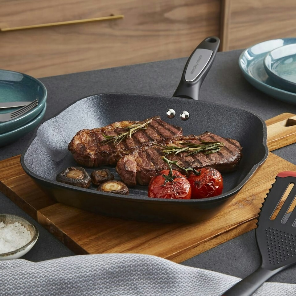 image 1 of Morphy Richards 26cm Forged Aluminium Black Square Grill Pan