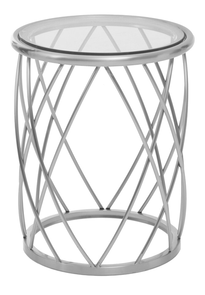 image 1 of Interiors by Premier Spacious Silver Finished Glass Round Table, Luxurious Bedside Table For Bedrooms, Glass Topped Side Table | Silver