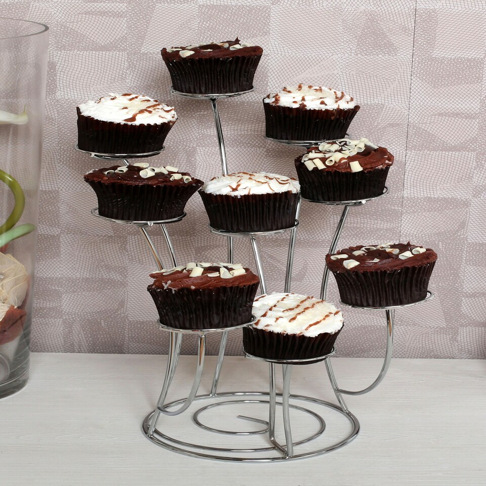 image 1 of Faye Chrome 9 Cup Cake Stand Silver