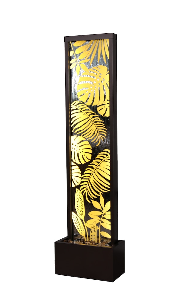image 1 of Lamego Bamboo Mirror Water Feature with Lights 180cm