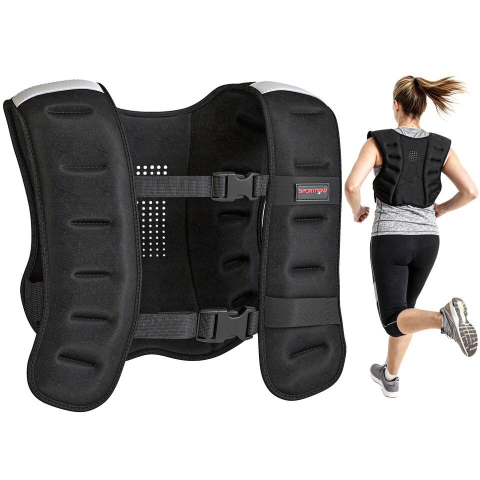 image 1 of SPORTNOW 5kg Weighted Vest with Adjustable Straps and Reflective Strips | Black