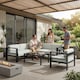 image 6 of Outsunny Garden Corner Sofa Set, Garden Furniture Set with Coffee Table | Grey | Light Grey | Five Plus Seater