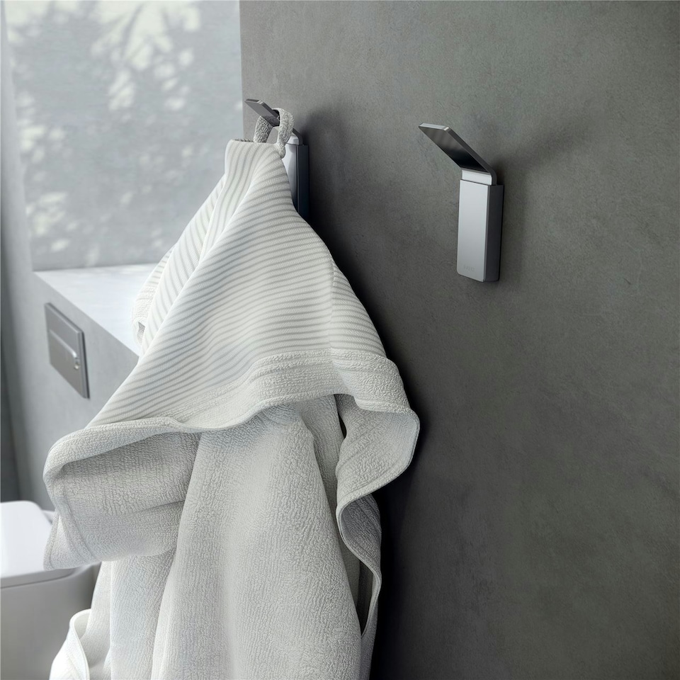 image 1 of Cosmic Wall Mounted Hanger w/ Screws & Stainless Steel for Bathroom, Light Grey