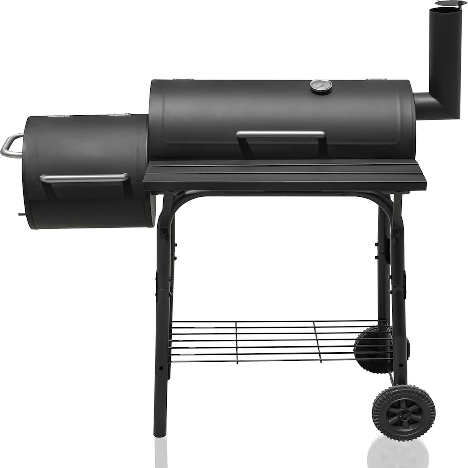 image 1 of Alivio Large Oil Drum Charcoal BBQ Grill with Offset Smoker